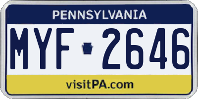 PA license plate MYF2646