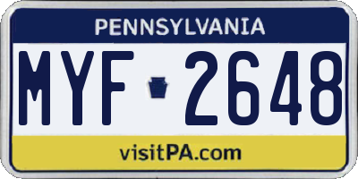 PA license plate MYF2648