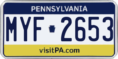PA license plate MYF2653