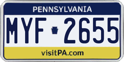 PA license plate MYF2655
