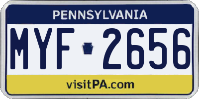 PA license plate MYF2656