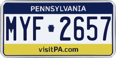 PA license plate MYF2657
