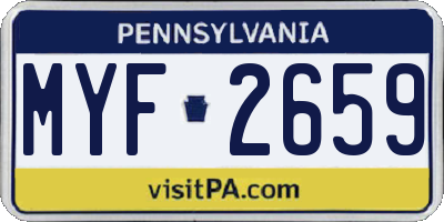 PA license plate MYF2659