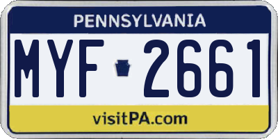 PA license plate MYF2661