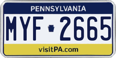 PA license plate MYF2665