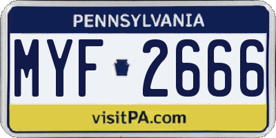 PA license plate MYF2666