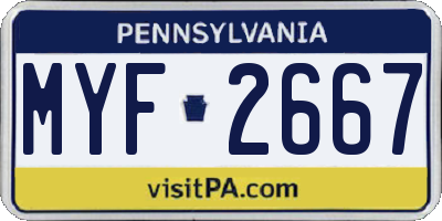 PA license plate MYF2667