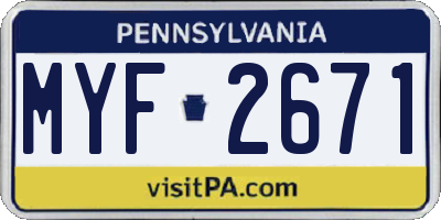 PA license plate MYF2671