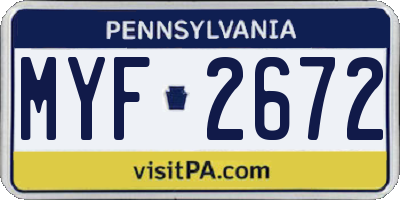 PA license plate MYF2672