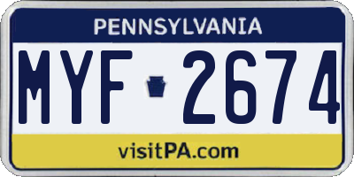 PA license plate MYF2674