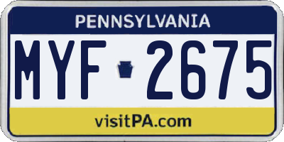 PA license plate MYF2675