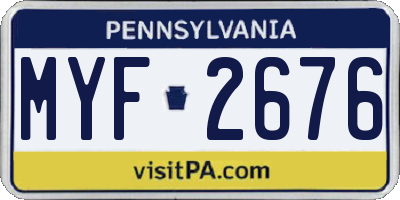PA license plate MYF2676