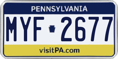 PA license plate MYF2677