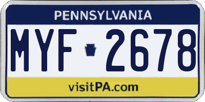 PA license plate MYF2678