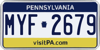 PA license plate MYF2679