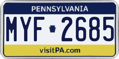 PA license plate MYF2685