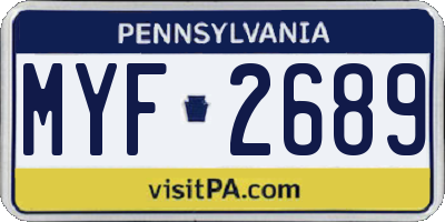 PA license plate MYF2689