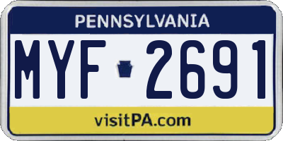 PA license plate MYF2691