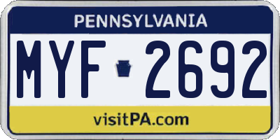 PA license plate MYF2692
