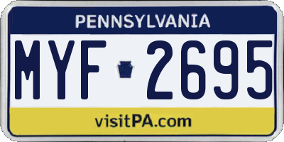 PA license plate MYF2695