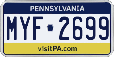 PA license plate MYF2699