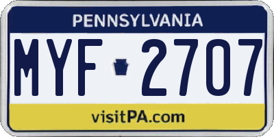 PA license plate MYF2707