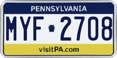 PA license plate MYF2708