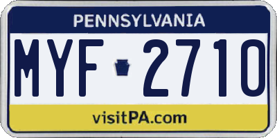 PA license plate MYF2710