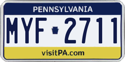 PA license plate MYF2711