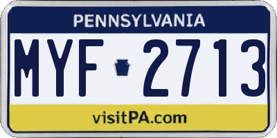 PA license plate MYF2713