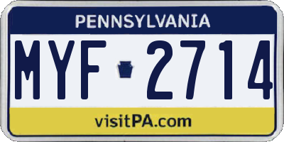 PA license plate MYF2714