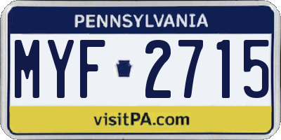 PA license plate MYF2715