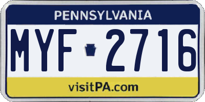 PA license plate MYF2716