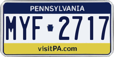PA license plate MYF2717