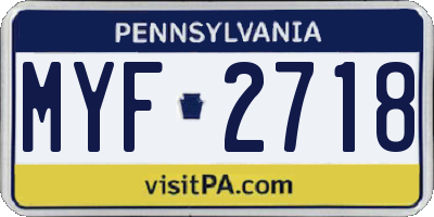 PA license plate MYF2718