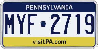 PA license plate MYF2719