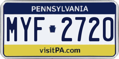 PA license plate MYF2720