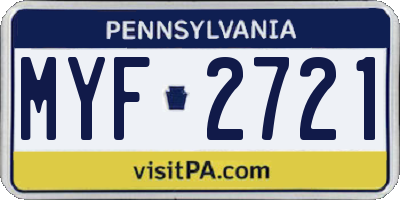 PA license plate MYF2721
