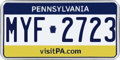 PA license plate MYF2723