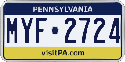 PA license plate MYF2724