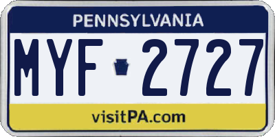 PA license plate MYF2727