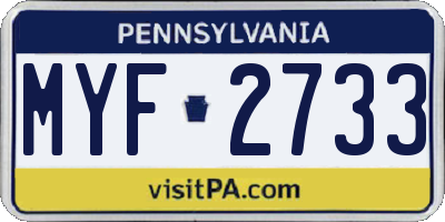 PA license plate MYF2733