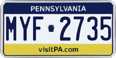 PA license plate MYF2735