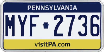 PA license plate MYF2736