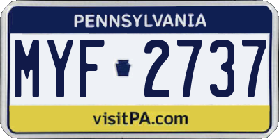 PA license plate MYF2737