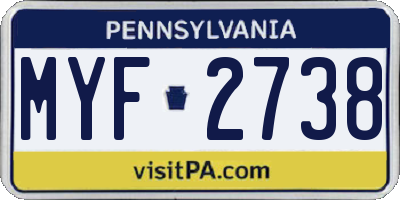 PA license plate MYF2738
