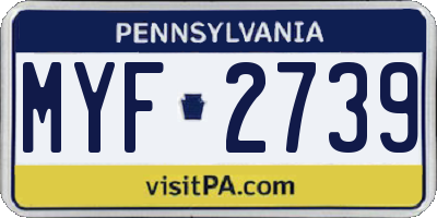PA license plate MYF2739