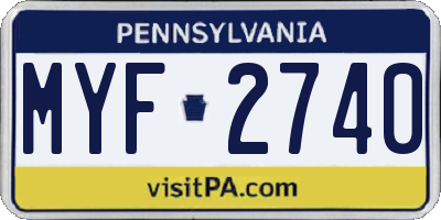 PA license plate MYF2740