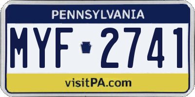 PA license plate MYF2741