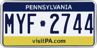 PA license plate MYF2744